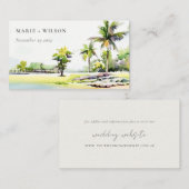 Beach Tropical Coastal Palm Trees Wedding Website Informatiekaartje (Voorkant / Achterkant)
