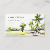 Beach Tropical Coastal Palm Trees Wedding Website Informatiekaartje (Voorkant)