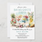 Beach Tropical Cocktails Bachelorette Kaart (Voorkant)