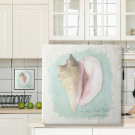 Beach Tropical Conch Shell Rustic Wood Waterverf Tegeltje