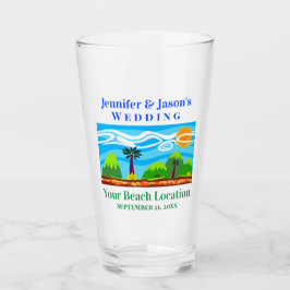 Beach Tropical Destination Wedding Favor Pint Glas