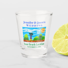 Beach Tropical Destination Wedding Favor Shot Glas