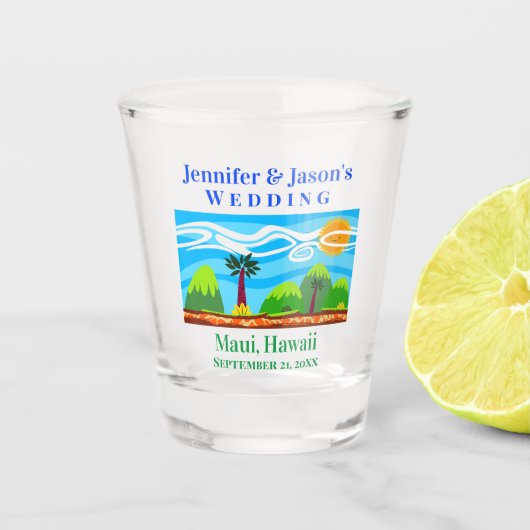 Beach Tropical Destination Wedding Hawaii Favor Shot Glas (Voorkant)