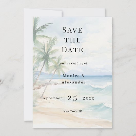 Beach tropical destination wedding save the date (Voorkant)