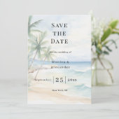 Beach tropical destination wedding save the date (Staand voorkant)