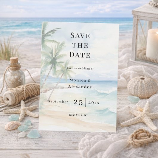 Beach tropical destination wedding save the date