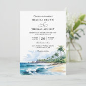 Beach Tropical Elegant Modern QR Code Wedding Kaart (Staand voorkant)