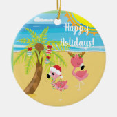 Beach Tropical Flamingo kerstfeestdag Keramisch Ornament (Voorkant)