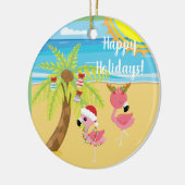 Beach Tropical Flamingo kerstfeestdag Keramisch Ornament (Links)