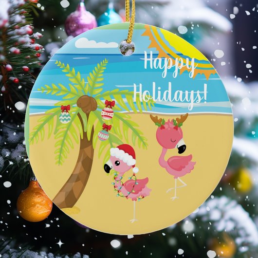 Beach Tropical Flamingo kerstfeestdag Keramisch Ornament
