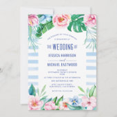 Beach Tropical Floral Hawaiian Colorful Wedding Kaart (Voorkant)