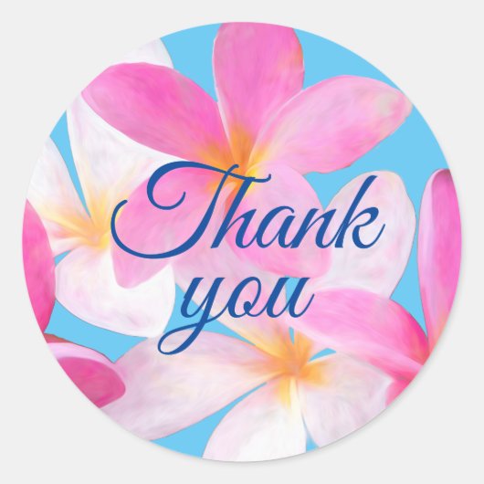 Beach Tropical Floral Pink Weddenschap Bedankt Ronde Sticker (Voorkant)