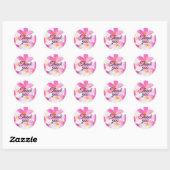 Beach Tropical Floral Pink Weddenschap Bedankt Ronde Sticker (Vel)