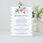 Beach Tropical Floral Waterverf Wedding Details Informatiekaartje (Staand voorkant)