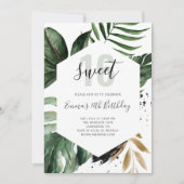 Beach Tropical Greenery Birthday Sweet 16 Kaart (Voorkant)