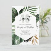 Beach Tropical Greenery Birthday Sweet 16 Kaart (Staand voorkant)