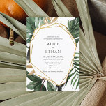 Beach Tropical Greenery laat de geometrische bruil Kaart<br><div class="desc">Tropische groenery met trendy gouden geometrische centerstuk. Ideaal om op zoek te gaan naar zomerse en moderne eco-bruiloften.</div>