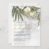 Beach Tropical Greenery Shadow Destination Wedinat Kaart (Voorkant)