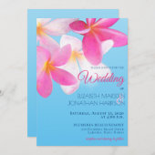 Beach Tropical Hawaii Floral Pink Wedding Kaart (Voorkant / Achterkant)