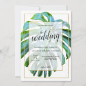 Beach Tropical Hawaii Leaf Foto Greenery Wedding Kaart (Voorkant)