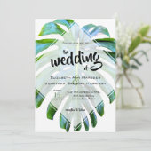 Beach Tropical Hawaii Leaf Greenery Photo Wedding Kaart (Staand voorkant)