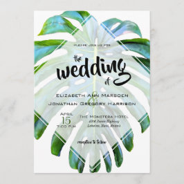Beach Tropical Hawaii Leaf Greenery Photo Wedding Kaart