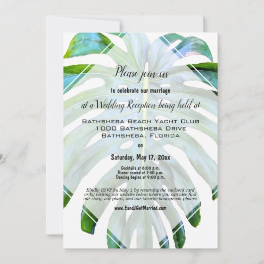 Beach Tropical Hawaii Leaf net getrouwd met legant Kaart (Achterkant)