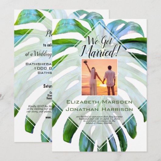 Beach Tropical Hawaii Leaf net getrouwd met legant Kaart (Voorkant / Achterkant)