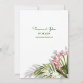 Beach Tropical Hawaii Pink Floral w Shadow Wedding Kaart (Achterkant)