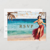 Beach Tropical Hula Wedding RSVP briefkaart (Voorkant / Achterkant)