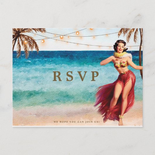 Beach Tropical Hula Wedding RSVP briefkaart (Voorkant)
