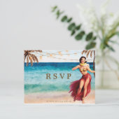 Beach Tropical Hula Wedding RSVP briefkaart (Staand voorkant)
