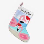 Beach Tropical Kerstmis Flamingo Birds Kleine Kerstsok (Voorkant (Hangend))