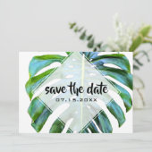 Beach Tropical Leaf Trendy Greenery Save the Date (Staand voorkant)