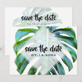 Beach Tropical Leaf Trendy Greenery Save the Date (Voorkant / Achterkant)