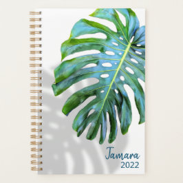 Beach/Tropical Leaf w Shadow Script Name White Planner