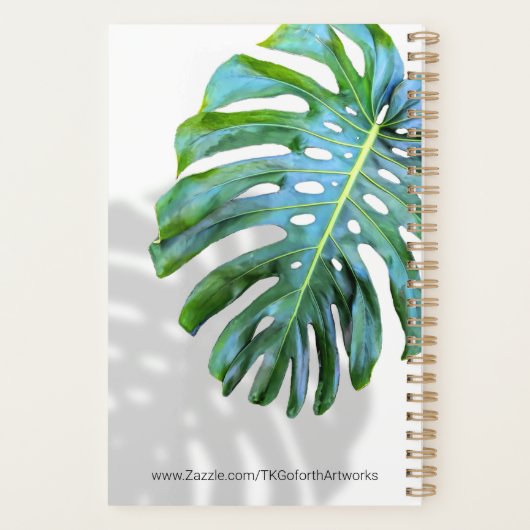 Beach/Tropical Leaf w Shadow Script Name White Planner (Achterkant)