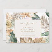 Beach Tropical Leaf Wedding Save the Date (Voorkant)