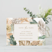 Beach Tropical Leaf Wedding Save the Date (Staand voorkant)