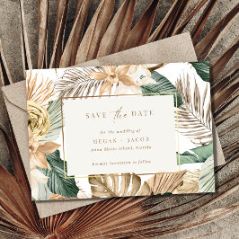 Beach Tropical Leaf Wedding Save the Date