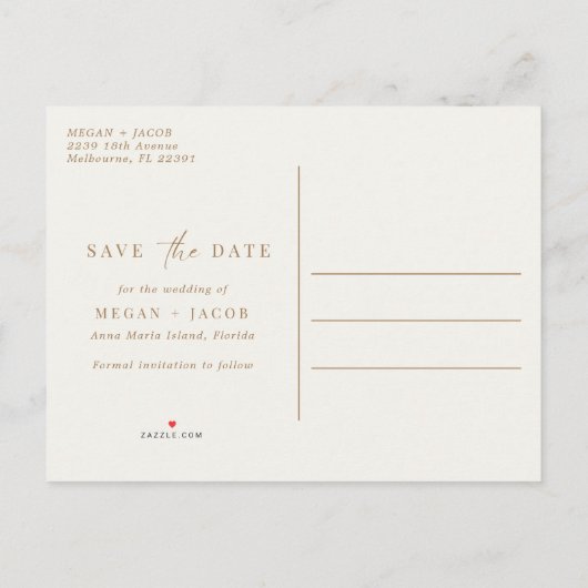 Beach Tropical Leaf Wedding Save the Date Aankondigingskaart (Achterkant)