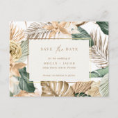 Beach Tropical Leaf Wedding Save the Date Aankondigingskaart (Voorkant)