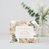Beach Tropical Leaf Wedding Save the Date Aankondigingskaart (Staand voorkant)