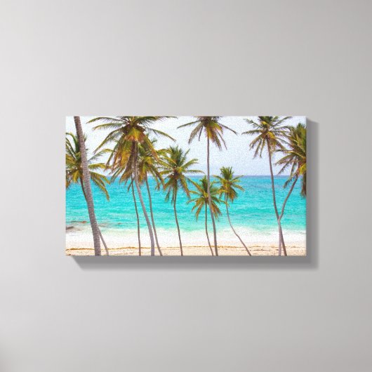 Beach Tropical met palmbomen Canvas Afdruk (Voorkant)