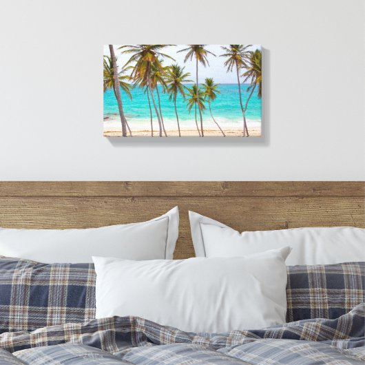 Beach Tropical met palmbomen Canvas Afdruk (Insitu (Slaapkamer))
