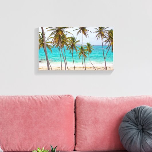 Beach Tropical met palmbomen Canvas Afdruk (Insitu (Woonkamer))
