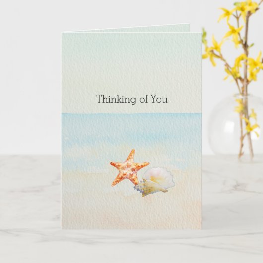 Beach Tropical met Starfish and Conch Kaart (Gele Bloem)