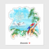 Beach Tropical Music Sticker (Vel)