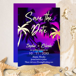  Beach Tropical Neon Save the Date Folie Uitnodiging