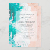 Beach Tropical Ocean Blauwgroen White Brown Weddin Kaart (Voorkant / Achterkant)